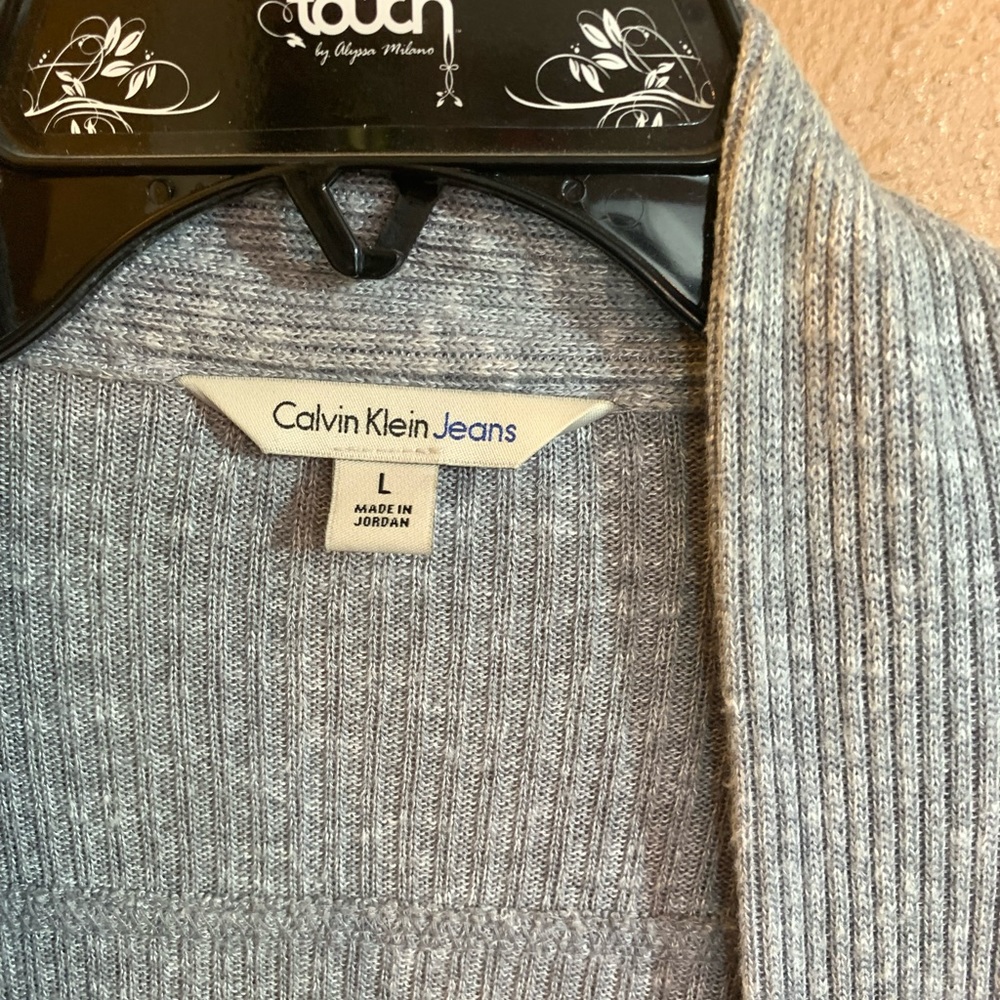 Calvin Klein Light Gray Ribbed Sweater - L - Picture 4 of 8